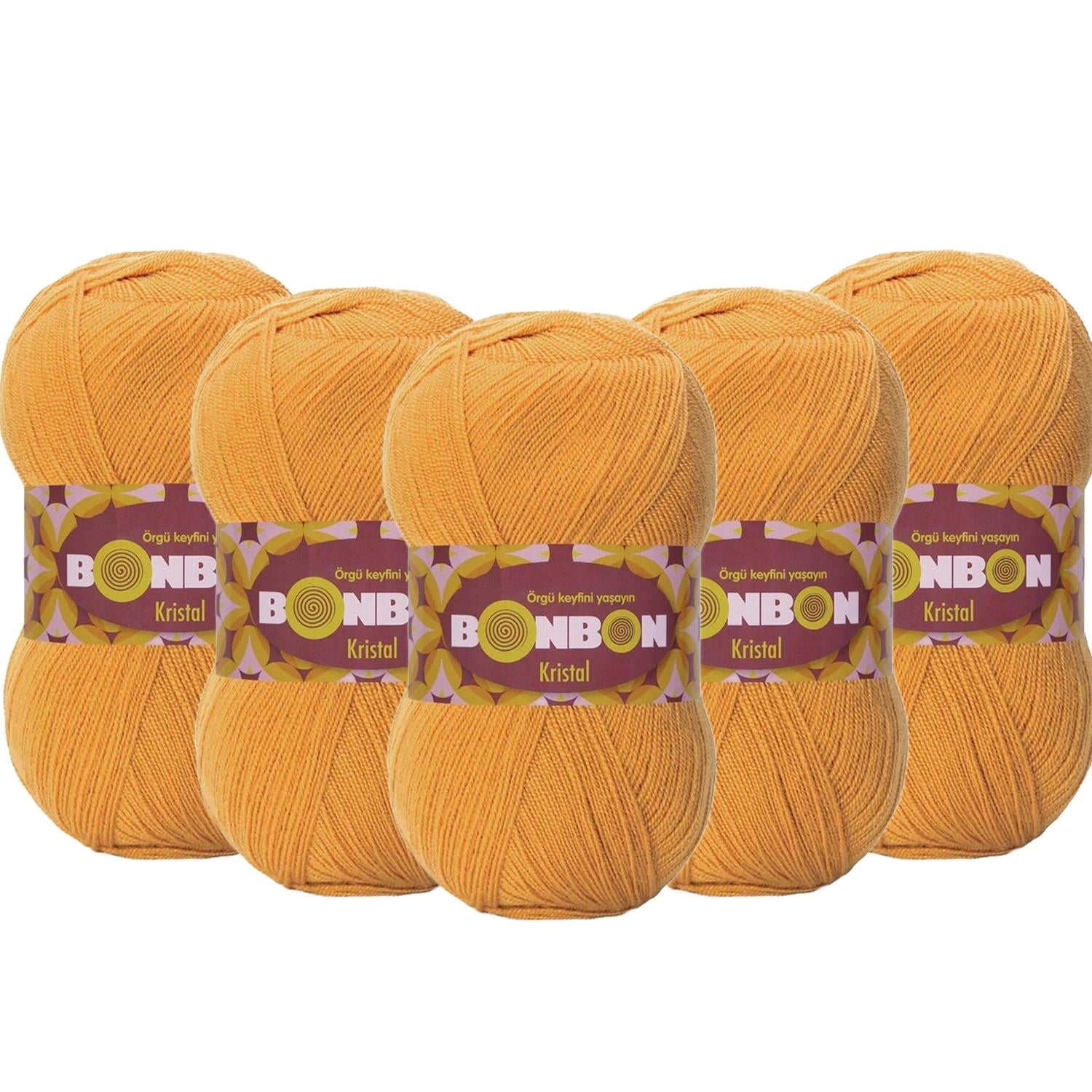Bonbon Kristal El Örgü İpliği - 98415 Hardal   5 Adet