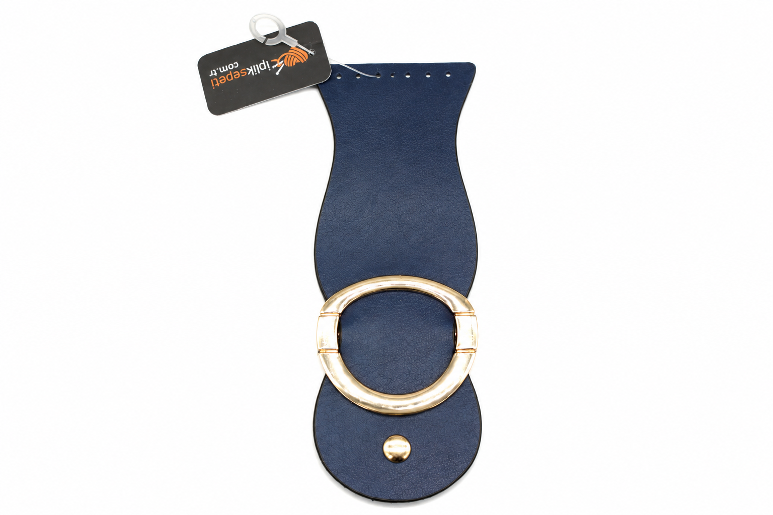 Büyük Tokalı Çanta Kapağı Luxury Suni Deri 19x7 cm Lacivert - 1 ADET