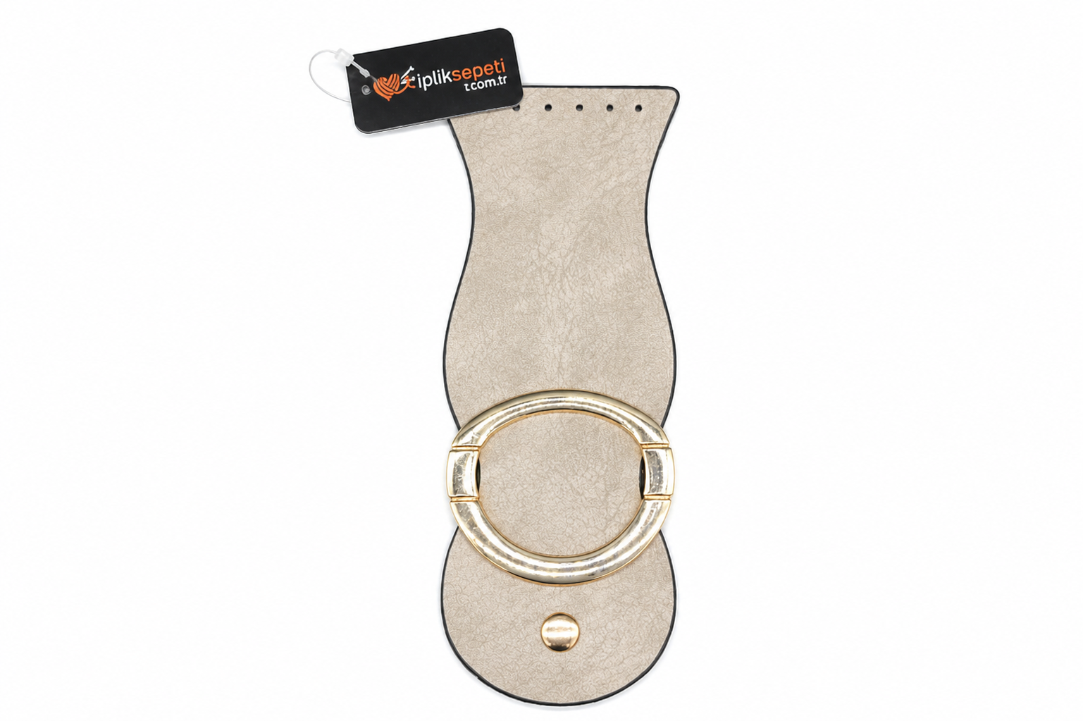 Büyük Tokalı Çanta Kapağı Luxury Suni Deri 19x7 cm Bej - 1 ADET