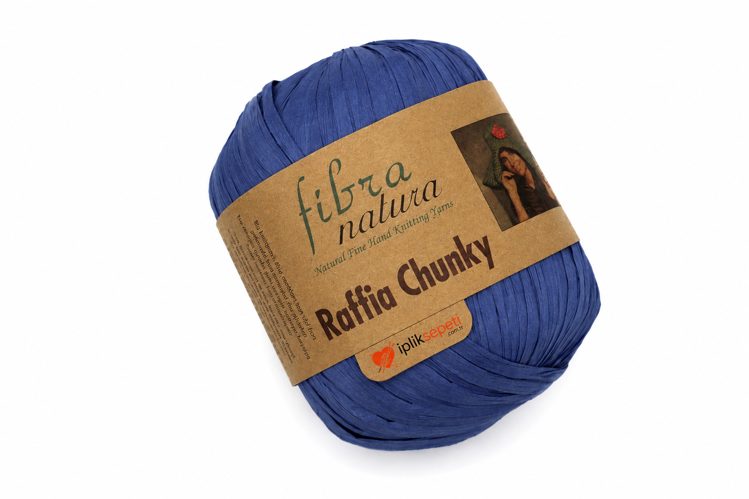 Fibra Natura Raffia Chunky El Örgü İpliği 100gr 120mt 114-12 Mavi  - 1 ADET