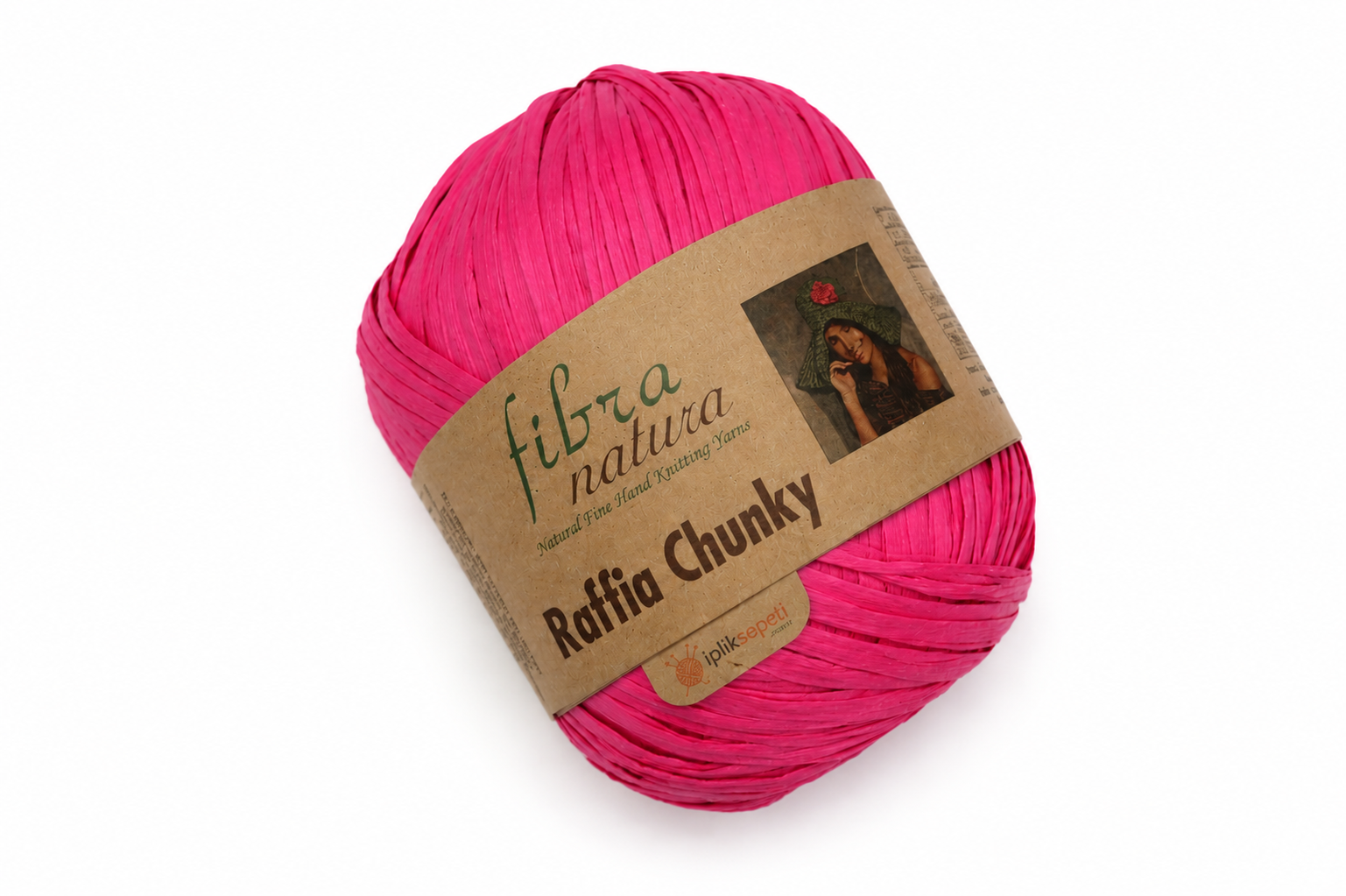 Fibra Natura Raffia Chunky El Örgü İpliği 100gr 120mt 114-06 Fuşya Pembe  - 1 ADET