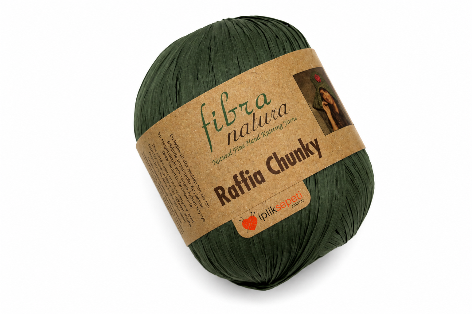 Fibra Natura Raffia Chunky El Örgü İpliği 100gr 120mt 114-14 Küf Yeşili  - 1 ADET