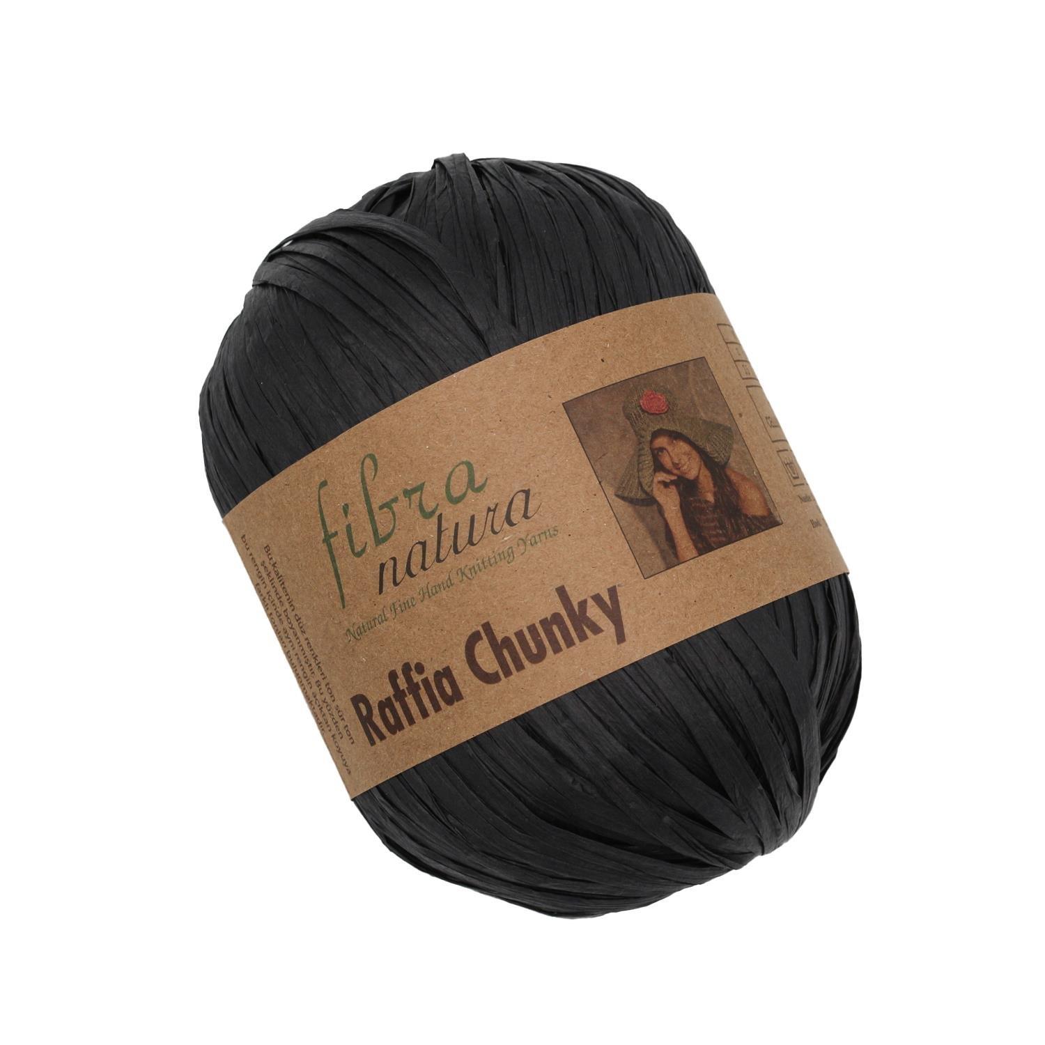 Fibra Natura Raffia Chunky El Örgü İpliği 100gr 120mt - 114-22 Siyah - 