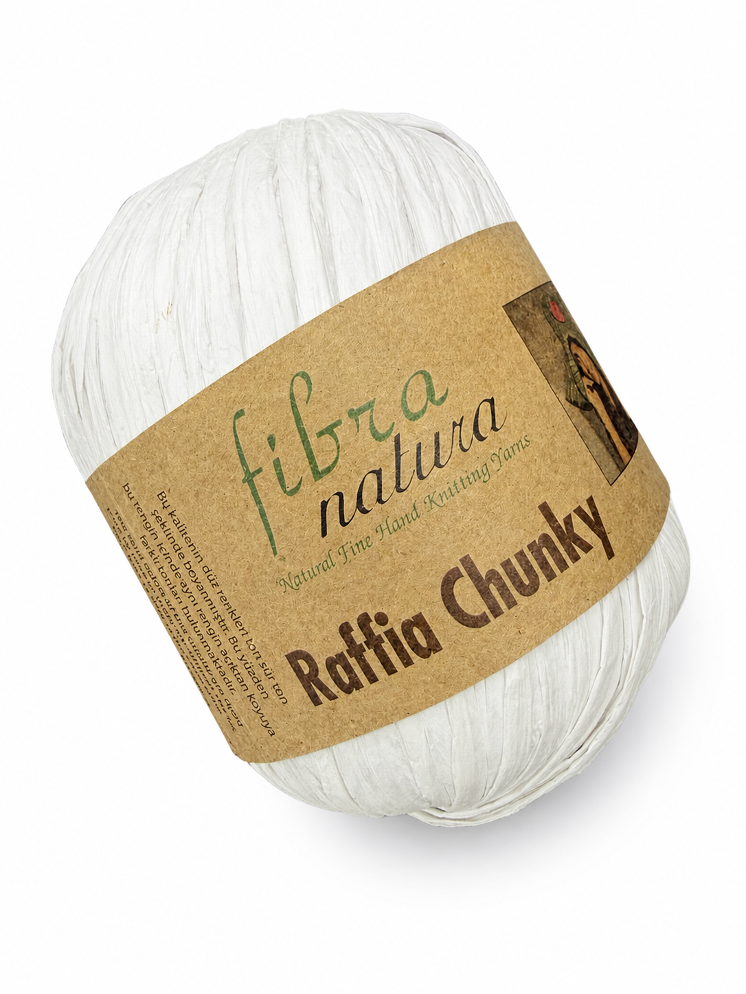 Fibra Natura Raffia Chunky El Örgü İpliği 100gr 120mt 114-01 Beyaz  - 1 ADET