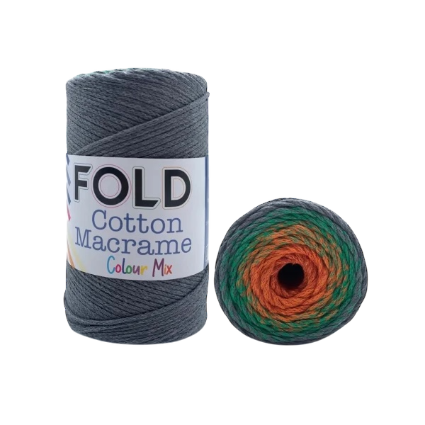 Fold Yarn Cotton Macrome Color Mix 10 Gri & Turuncu  - 1 ADET