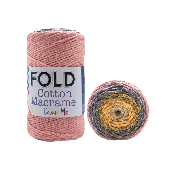 Fold Yarn Cotton Macrome Color Mix 23 Pembe & Sarı  - 1 ADET