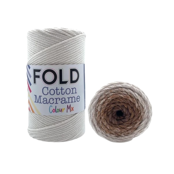 Fold Yarn Cotton Macrome Color Mix 27 Krem & Kahve  - 1 ADET