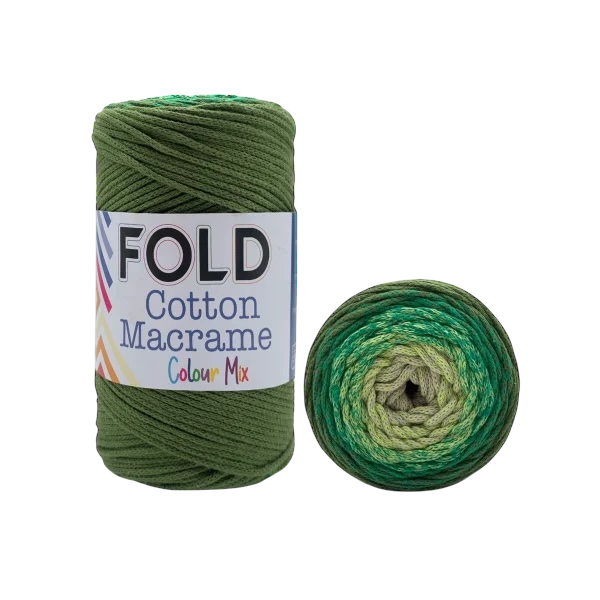 Fold Yarn Cotton Macrome Color Mix 30 Yeşil & Bej  - 1 ADET
