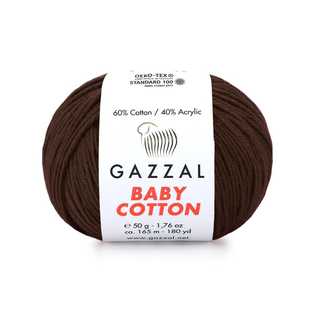 Gazzal Baby Cotton El Örgü İpliği 50gr 3436 Kahverengi  - 1 ADET