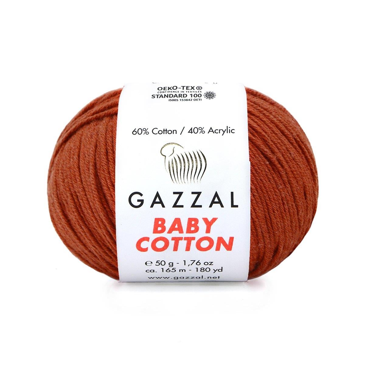 Gazzal Baby Cotton El Örgü İpliği 50gr 3453 Kiremit  - 1 ADET