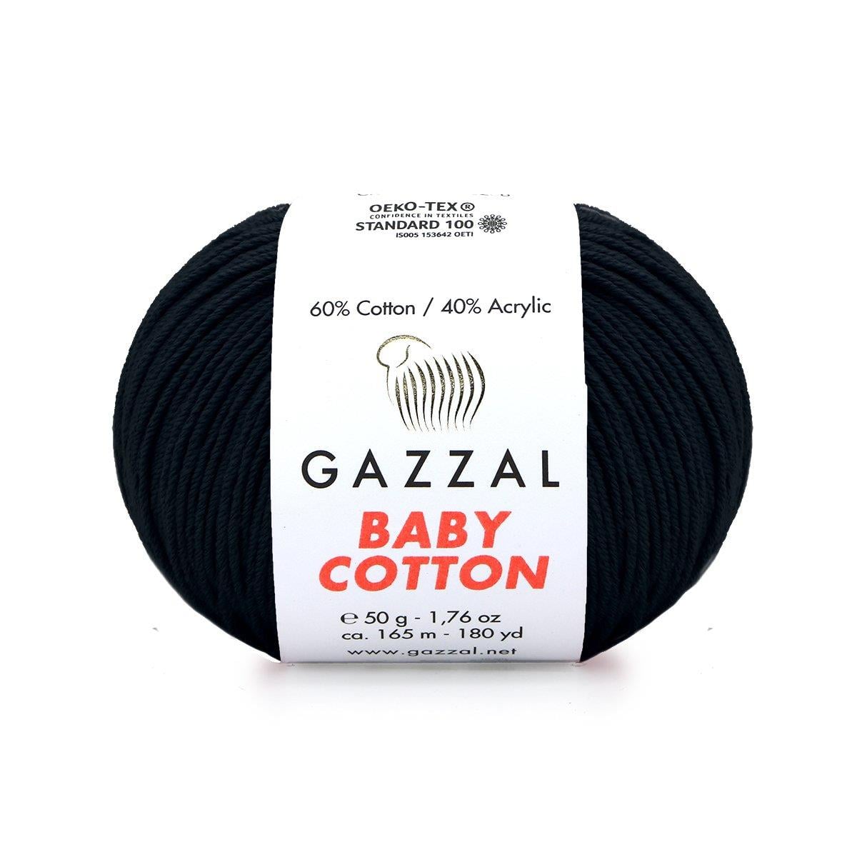 Gazzal Baby Cotton El Örgü İpliği 50gr 3433 Siyah  - 1 ADET