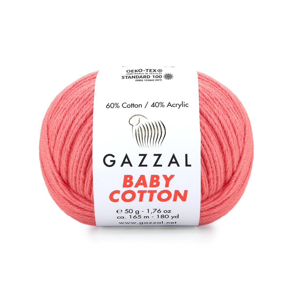 Gazzal Baby Cotton El Örgü İpliği 50gr 3435 Nar Çiçeği  - 1 ADET