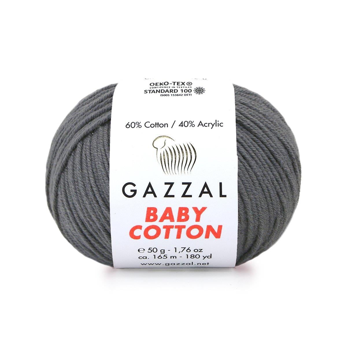 Gazzal Baby Cotton El Örgü İpliği 50gr 3450 Gri  - 1 ADET