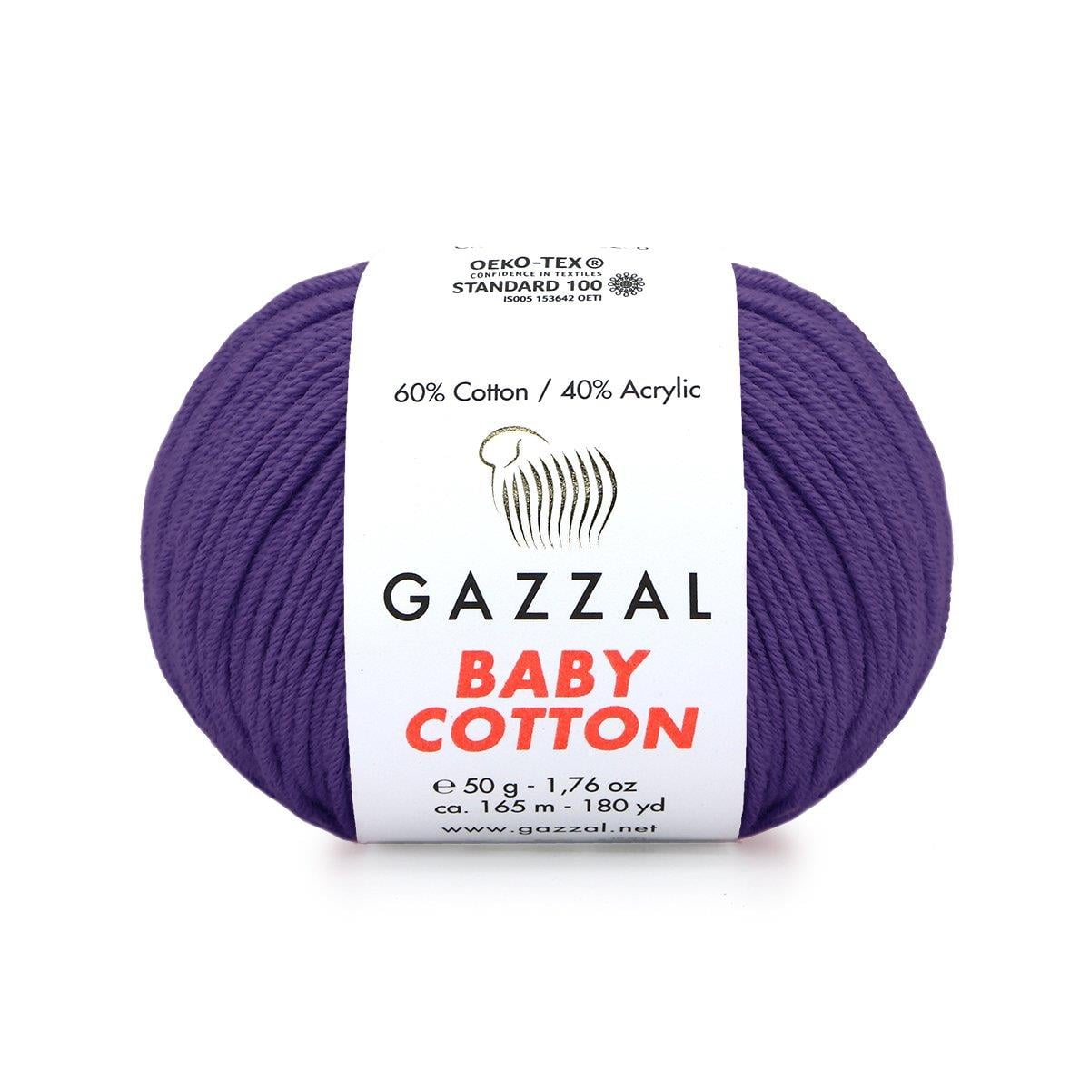 Gazzal Baby Cotton El Örgü İpliği 50gr 3440 Mor  - 1 ADET