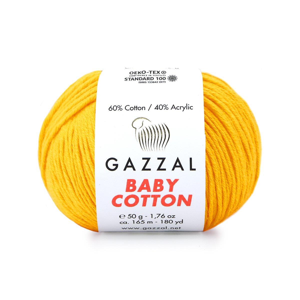 Gazzal Baby Cotton El Örgü İpliği 50gr 3417 Sarı  - 1 ADET