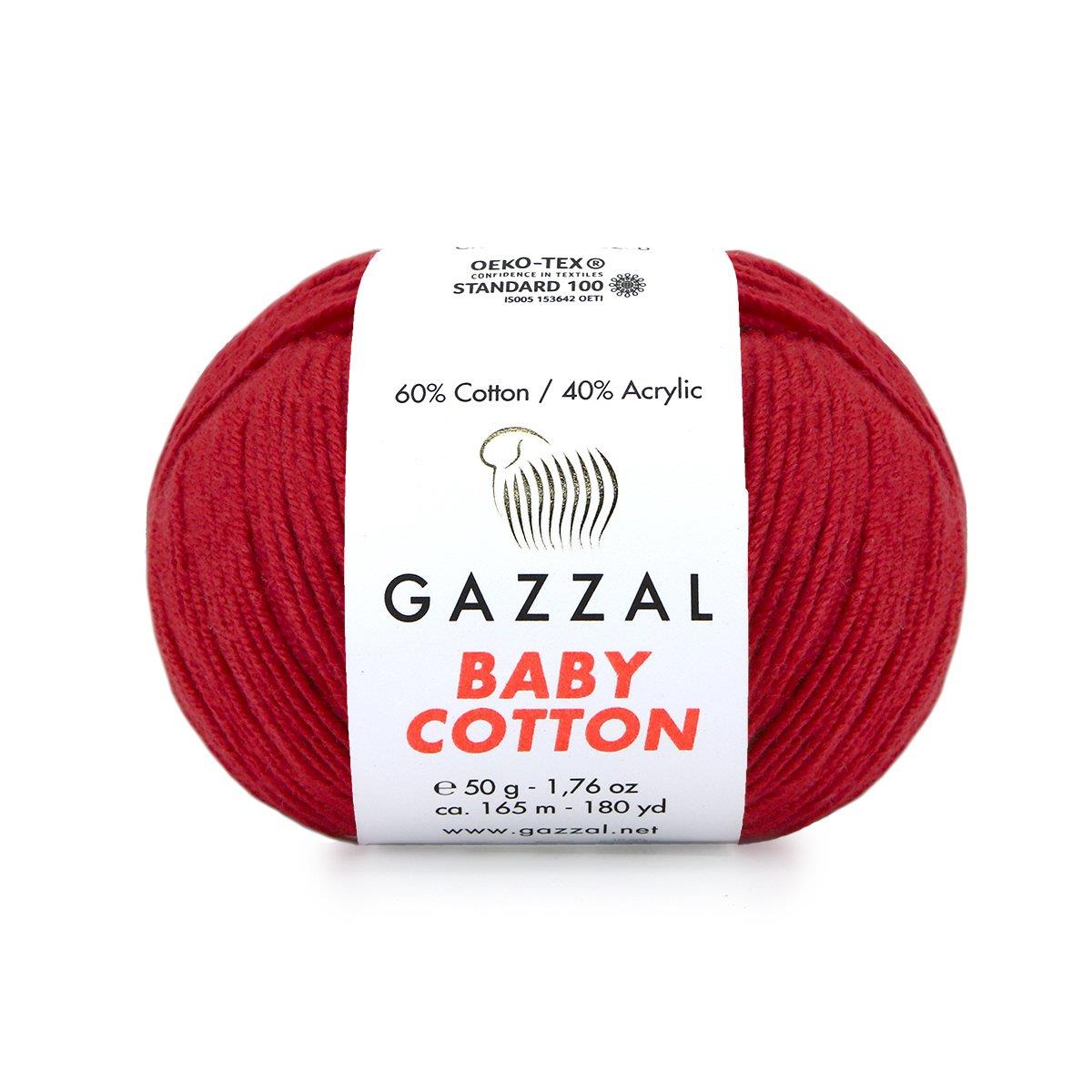 Gazzal Baby Cotton El Örgü İpliği 50gr 3439 Kırmızı  - 1 ADET