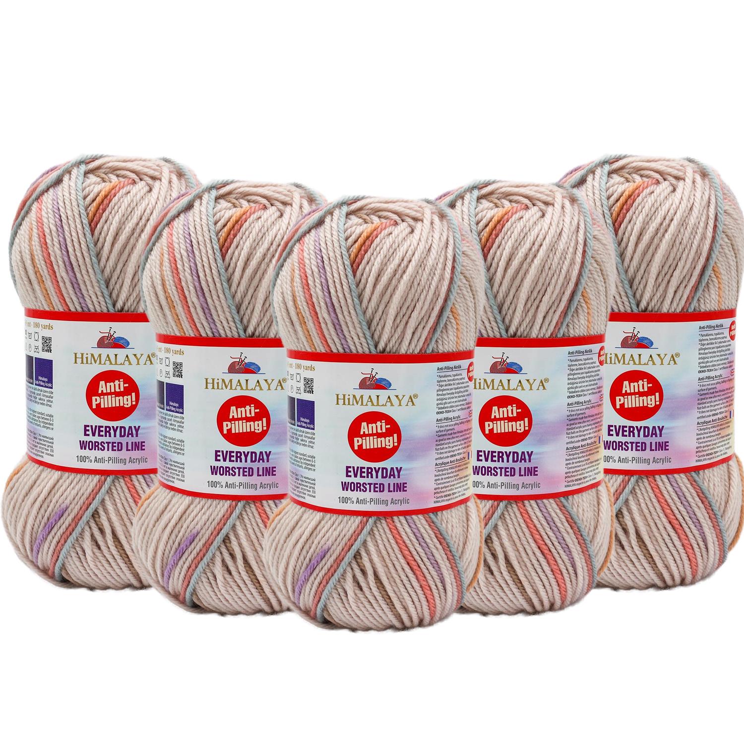 Himalaya Everyday Worsted Line Anti Pilling El Örgü İpliği - 74711 Çok Renkli   5 Adet