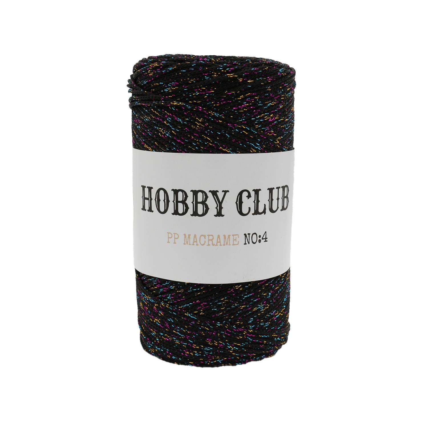 Hobby Club Simli Polyester Makrome 200gr 3mm 270 Siyah Karışık Sim