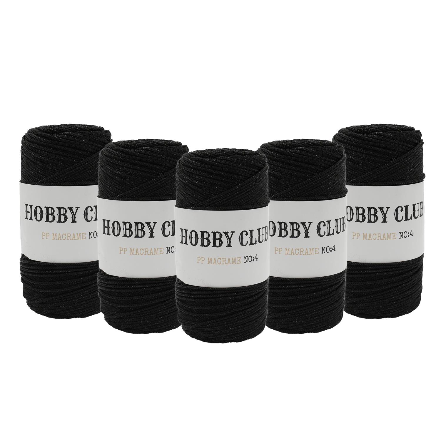 Hobby Club Simli Polyester Makrome 200gr 3mm - 270 Siyah   5 Adet