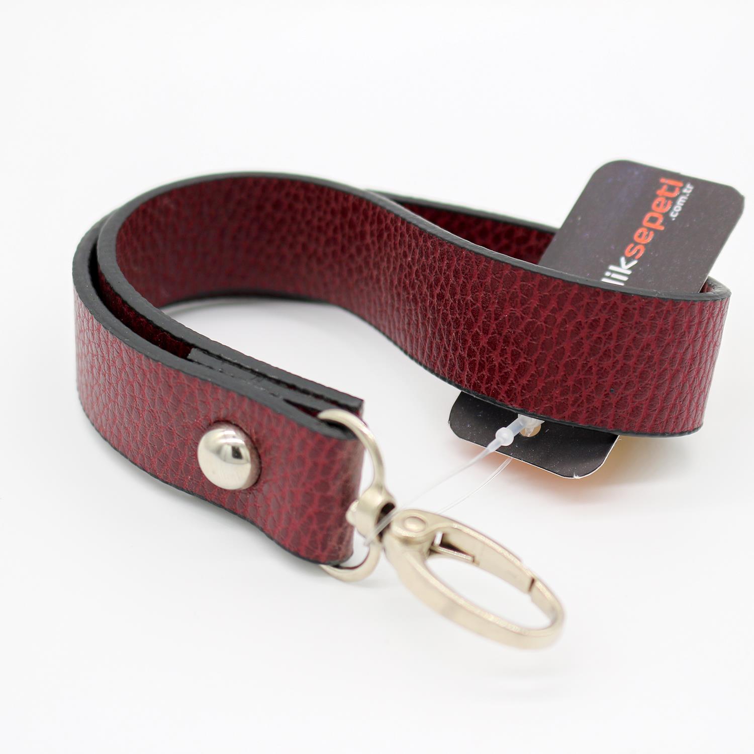Kancalı Deri Elcik 2cm x 22cm Bordo 