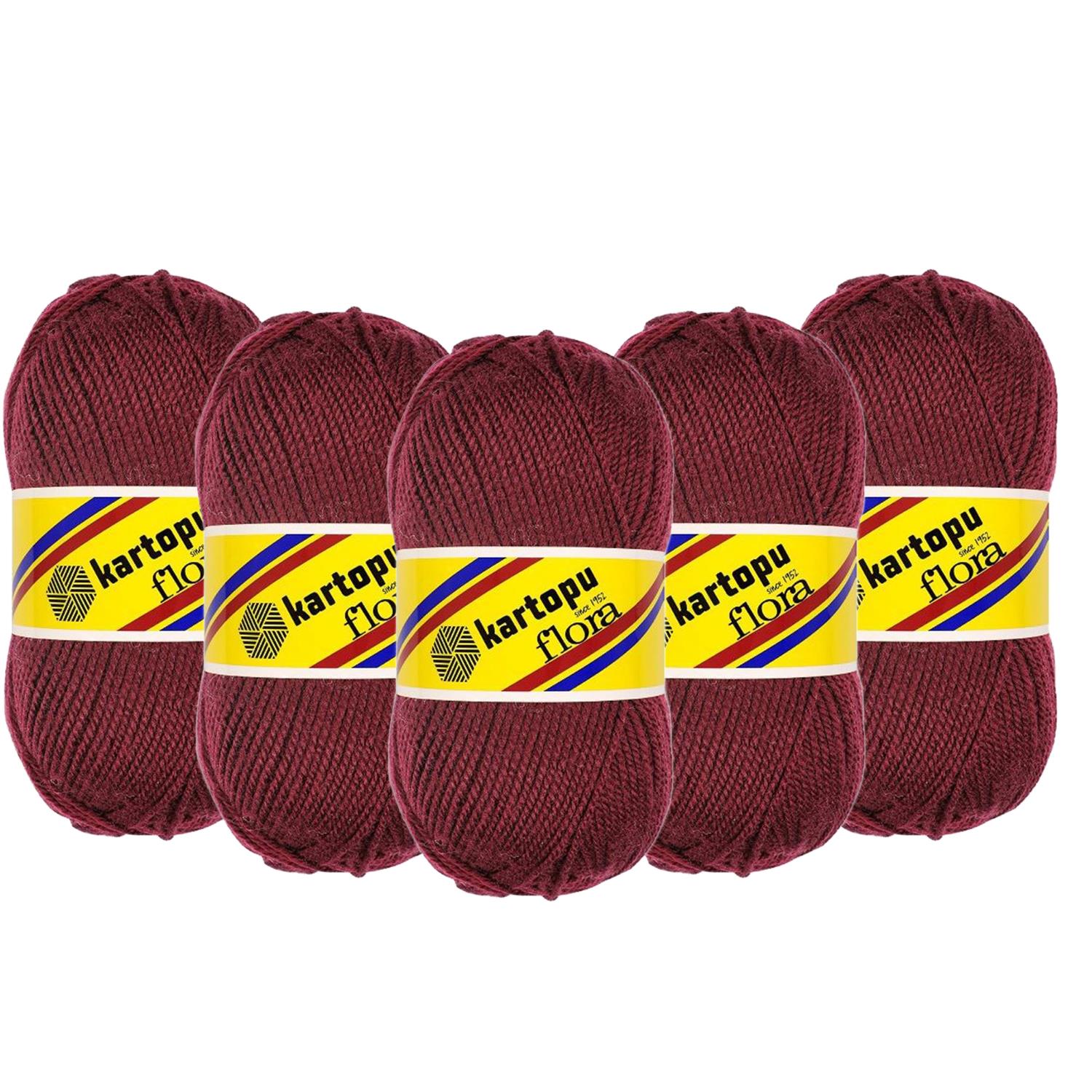 Kartopu Flora El Örgü İpliği - K110 Bordo   5 Adet
