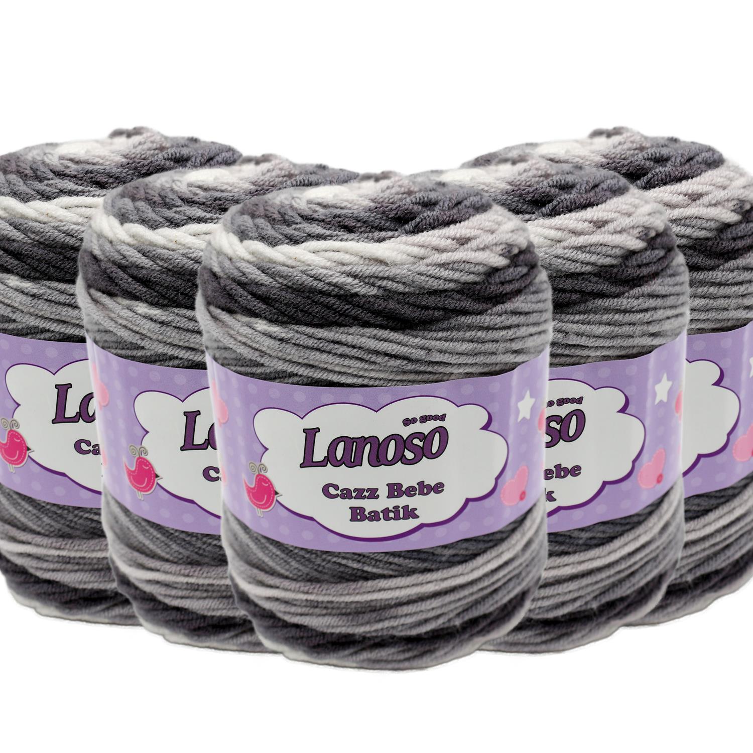 Lanoso Cazz Bebe Batik El Örgü İpliği - 755 Batik   5 Adet