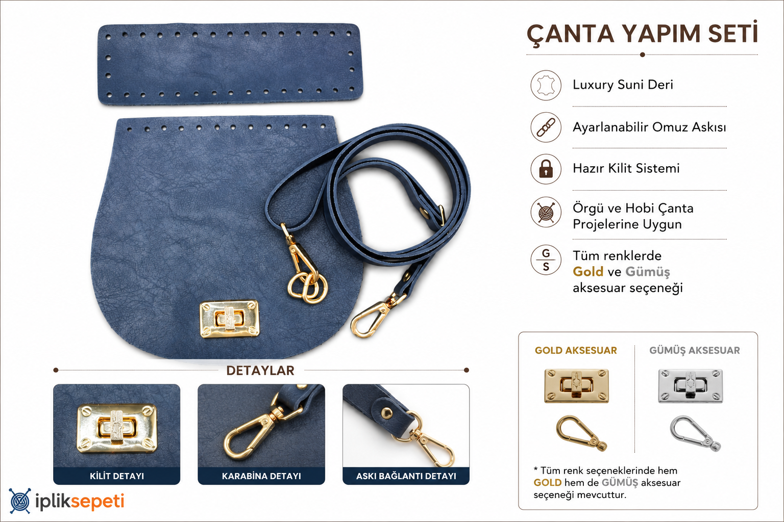 Minibag Çanta Seti Luxury Suni Deri Lacivert - 1 ADET