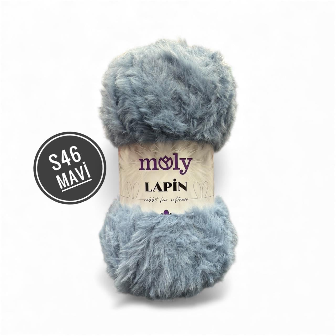 Molly Lapin Tavşan Tüyü El Örgü İpliği 100gr 64mt S46 Mavi - 1 ADET
