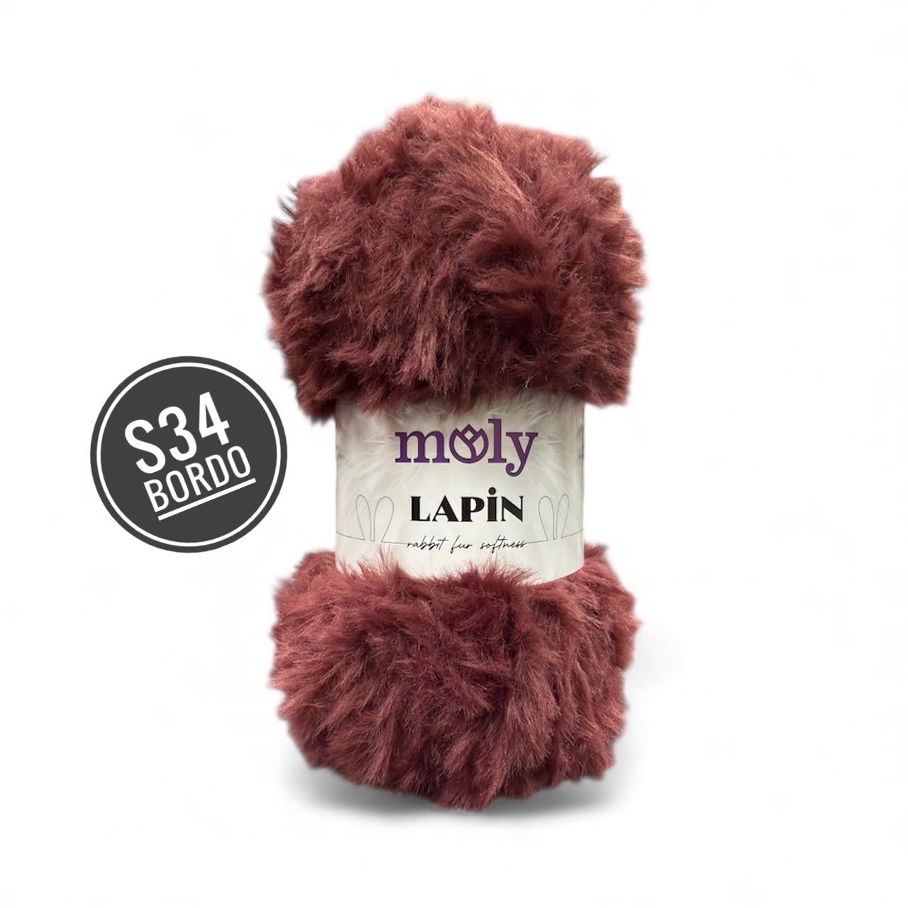 Molly Lapin Tavşan Tüyü El Örgü İpliği 100gr 64mt S34 Bordo - 1 ADET