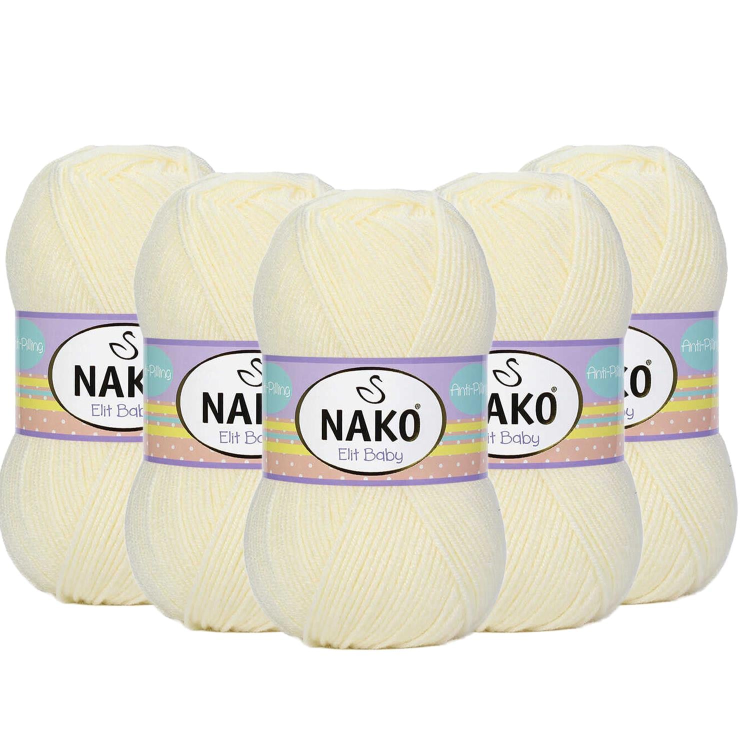 Nako Elit Baby Anti Pilling El Örgü İpliği - 99064 Krem   5 Adet