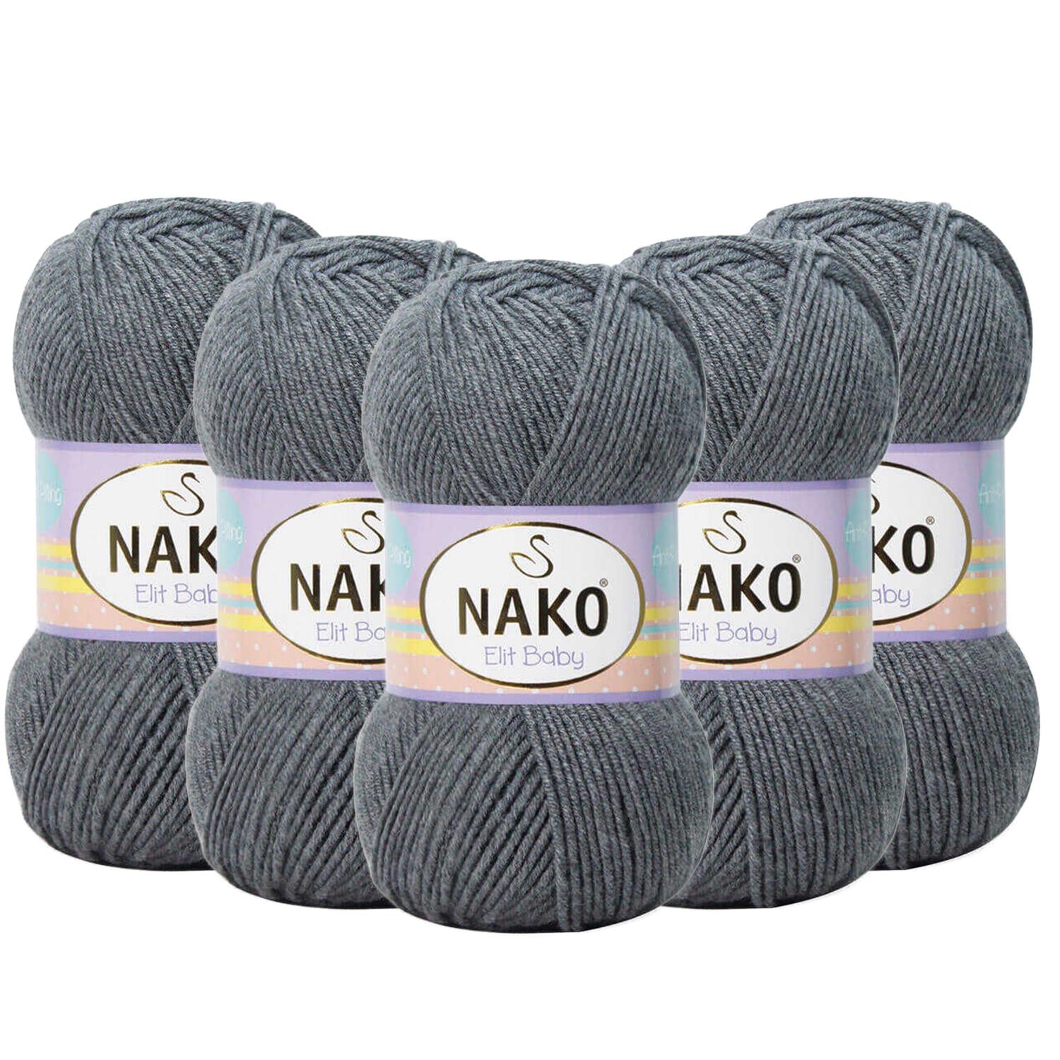 Nako Elit Baby Anti Pilling El Örgü İpliği - 790 Füme   5 Adet