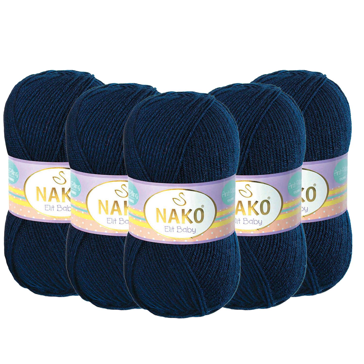 Nako Elit Baby Anti Pilling El Örgü İpliği - 10094 Lacivert   5 Adet