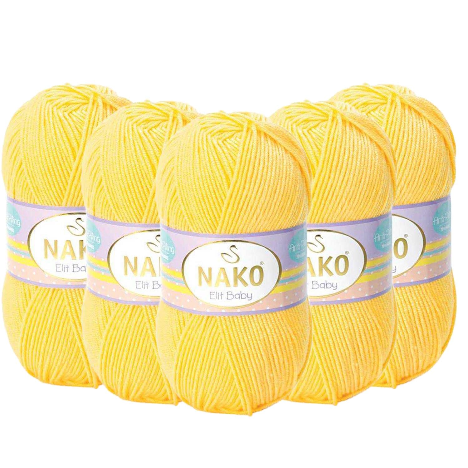 Nako Elit Baby Anti Pilling El Örgü İpliği - 2857 Sarı   5 Adet