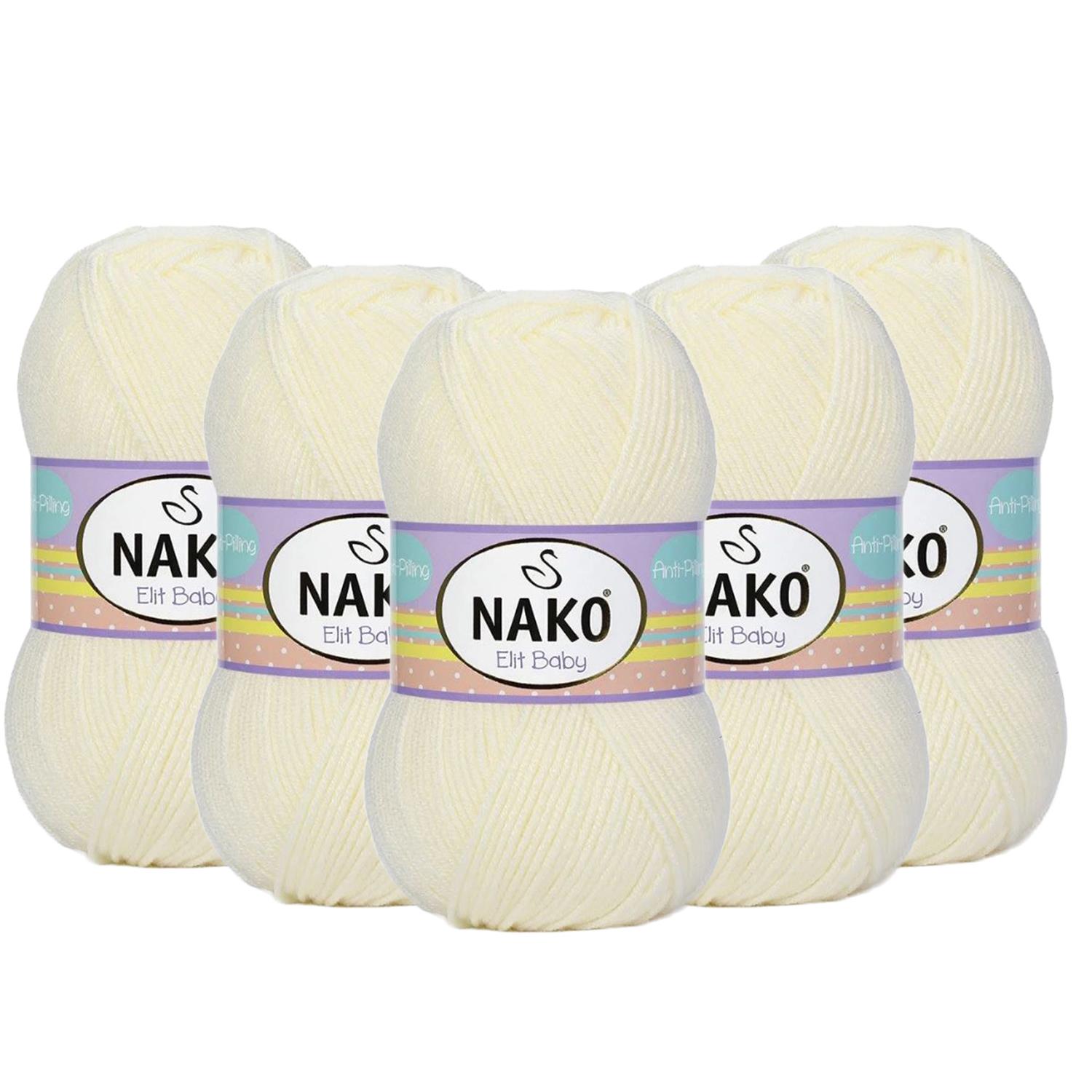 Nako Elit Baby Anti Pilling El Örgü İpliği - 300 Krem   5 Adet