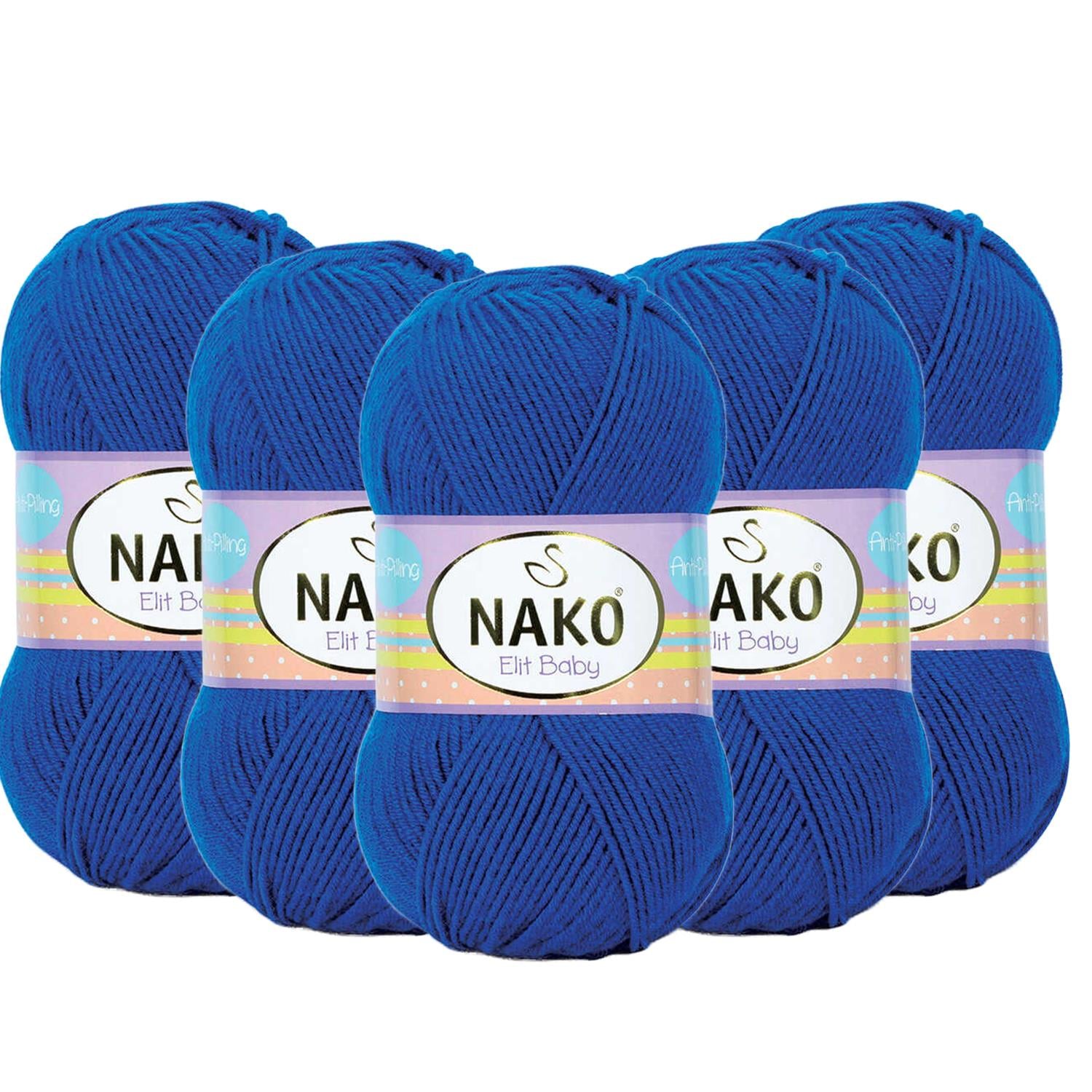 Nako Elit Baby Anti Pilling El Örgü İpliği - 10346 Saks Mavi   5 Adet
