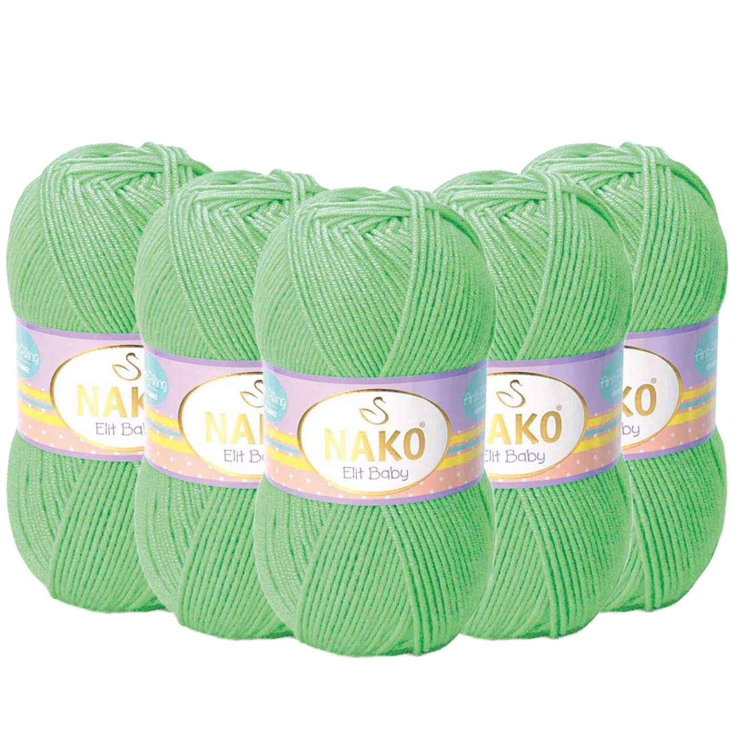 Nako Elit Baby Anti Pilling El Örgü İpliği - 5956 Yeşil   5 Adet