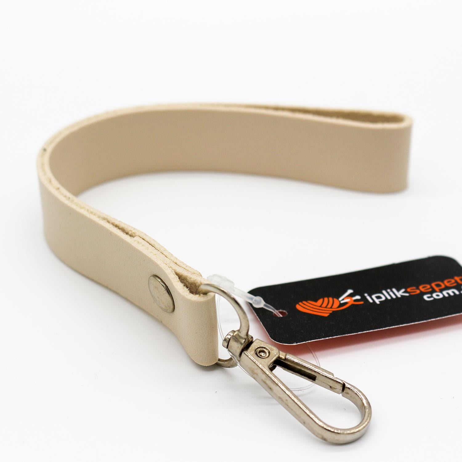 Papağanlı Ayarlı Deri Çanta Sapı 18mmx65cm Krem 