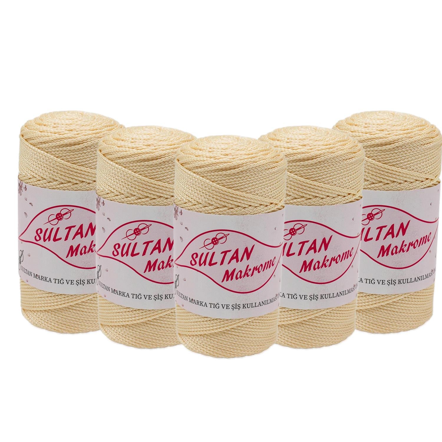 Sultan Polyester Makrome 100gr & 2mm - 028 Koyu Krem   5 Adet