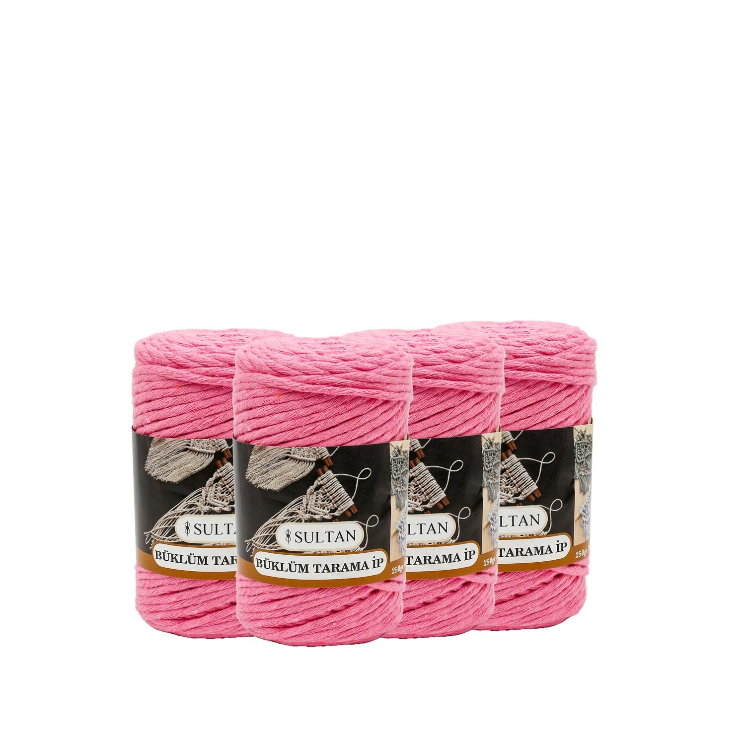 Tarama Makrome İp 250gr|3mm - T008 Şeker Pembe   4 Adet