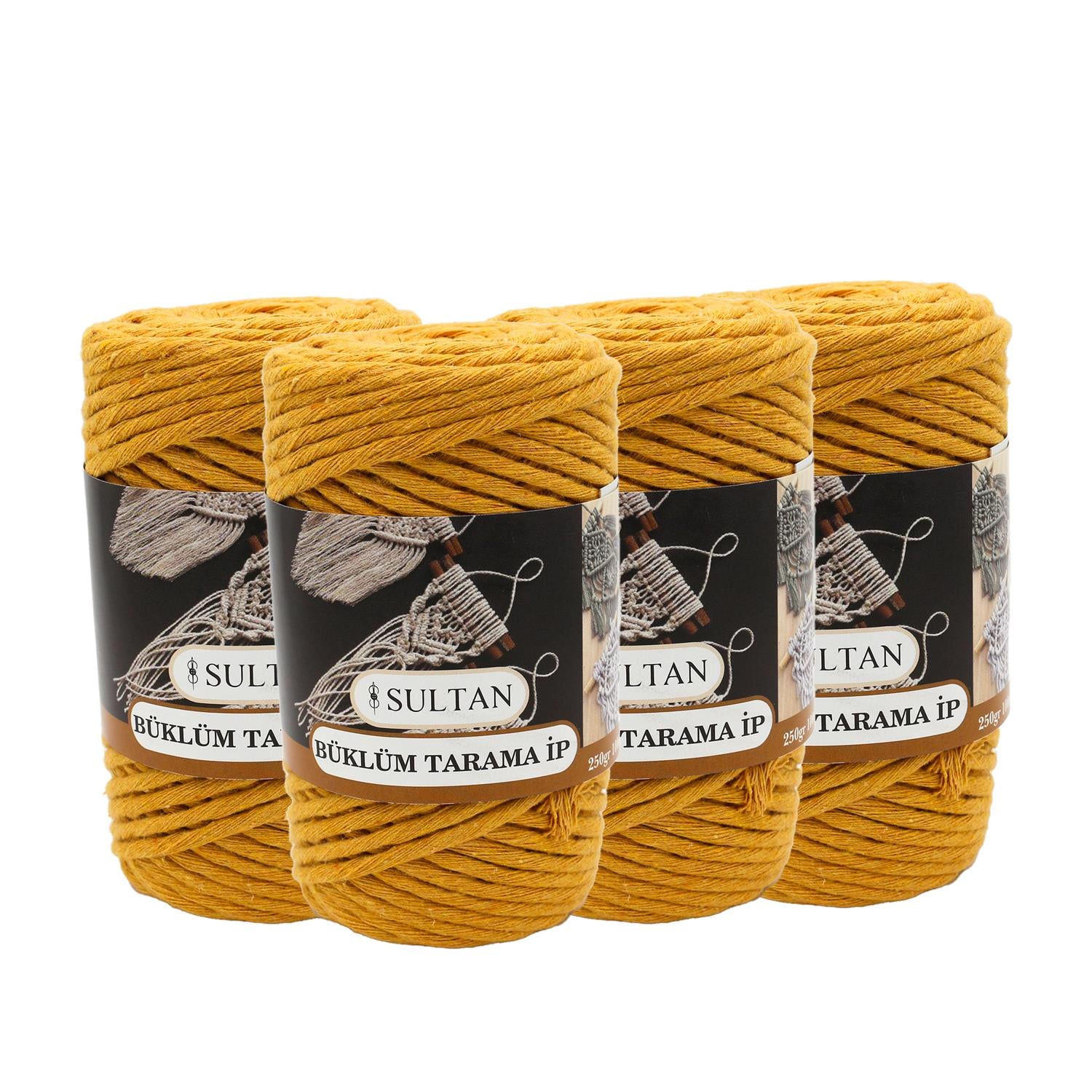 Tarama Makrome İp 250gr|3mm - T021 Hardal   4 Adet