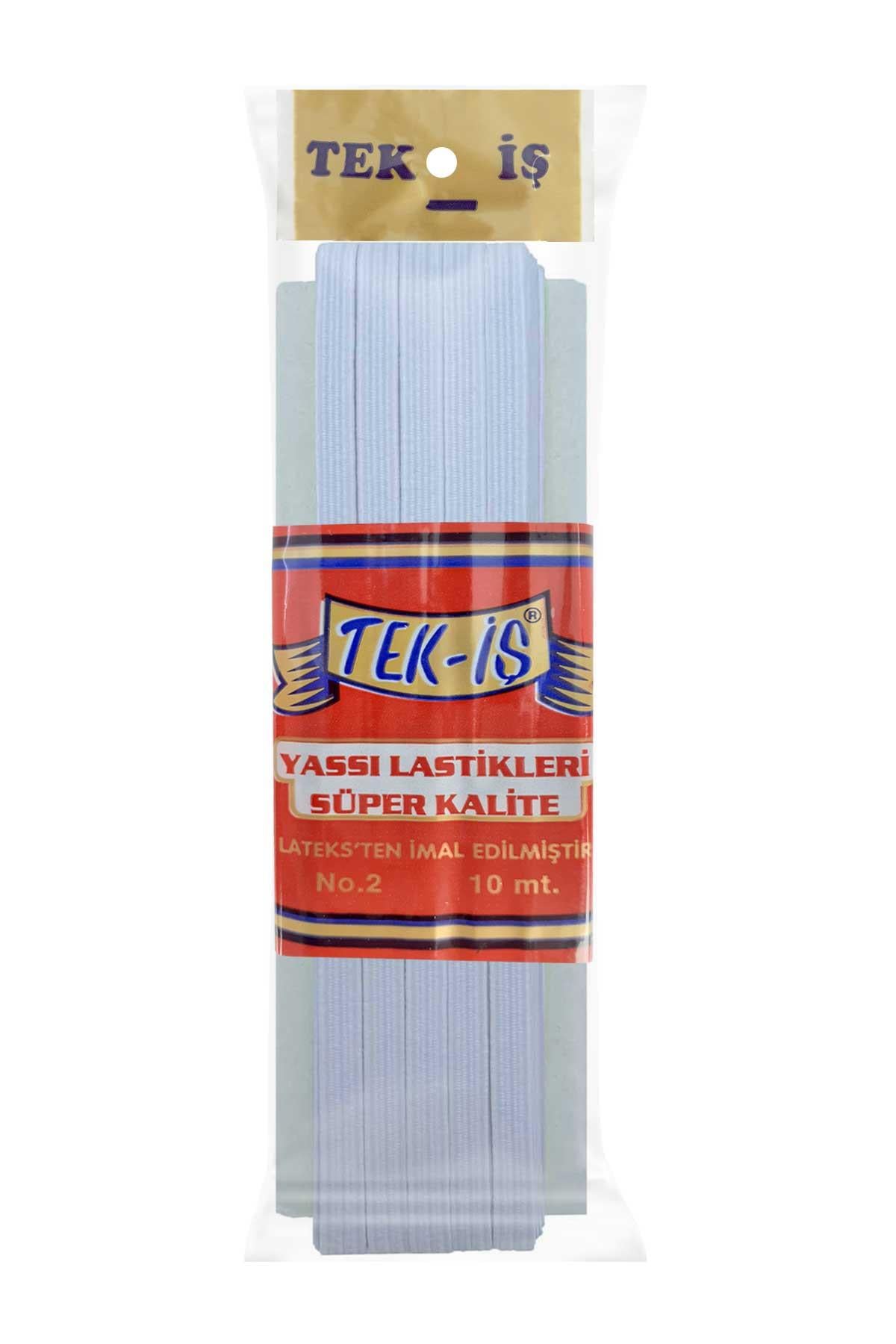 TEK-İŞ Yassı Lastik No:2 10mt 8mm | Beyaz