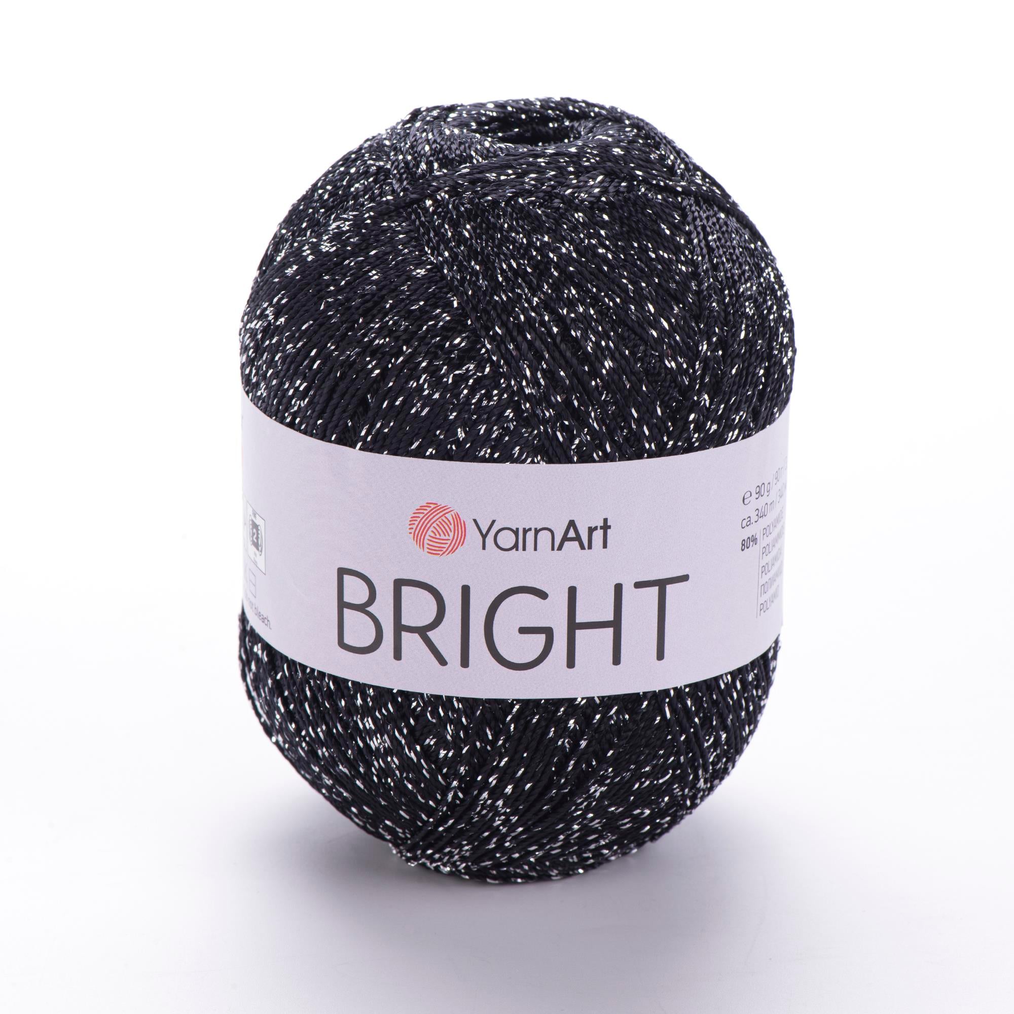 YarnArt Brigth El Örgü İpliği 90gr 340mt 107 Siyah Gümüş Simli  - 1 ADET