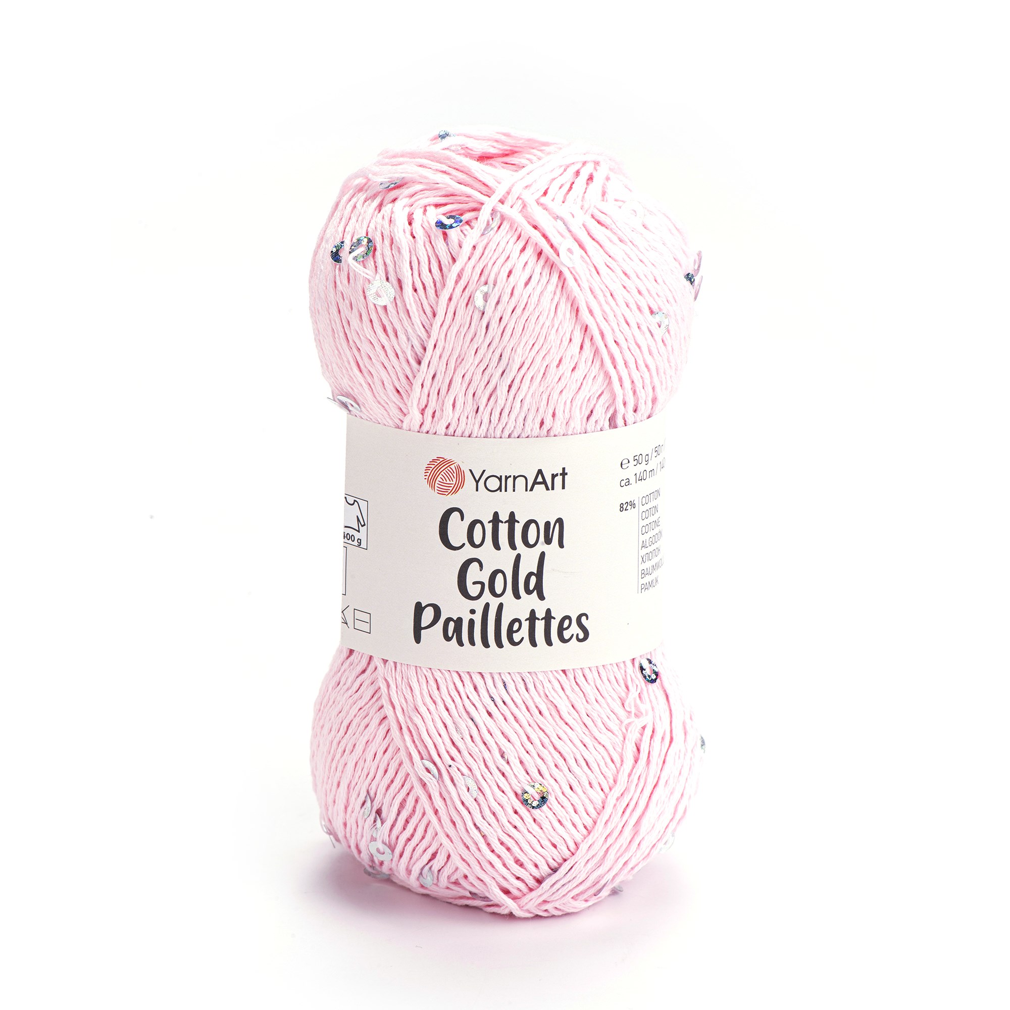 YarnArt Cotton Gold Paillettes El Örgü İpliği 50gr 7107 Pembe - 1 ADET