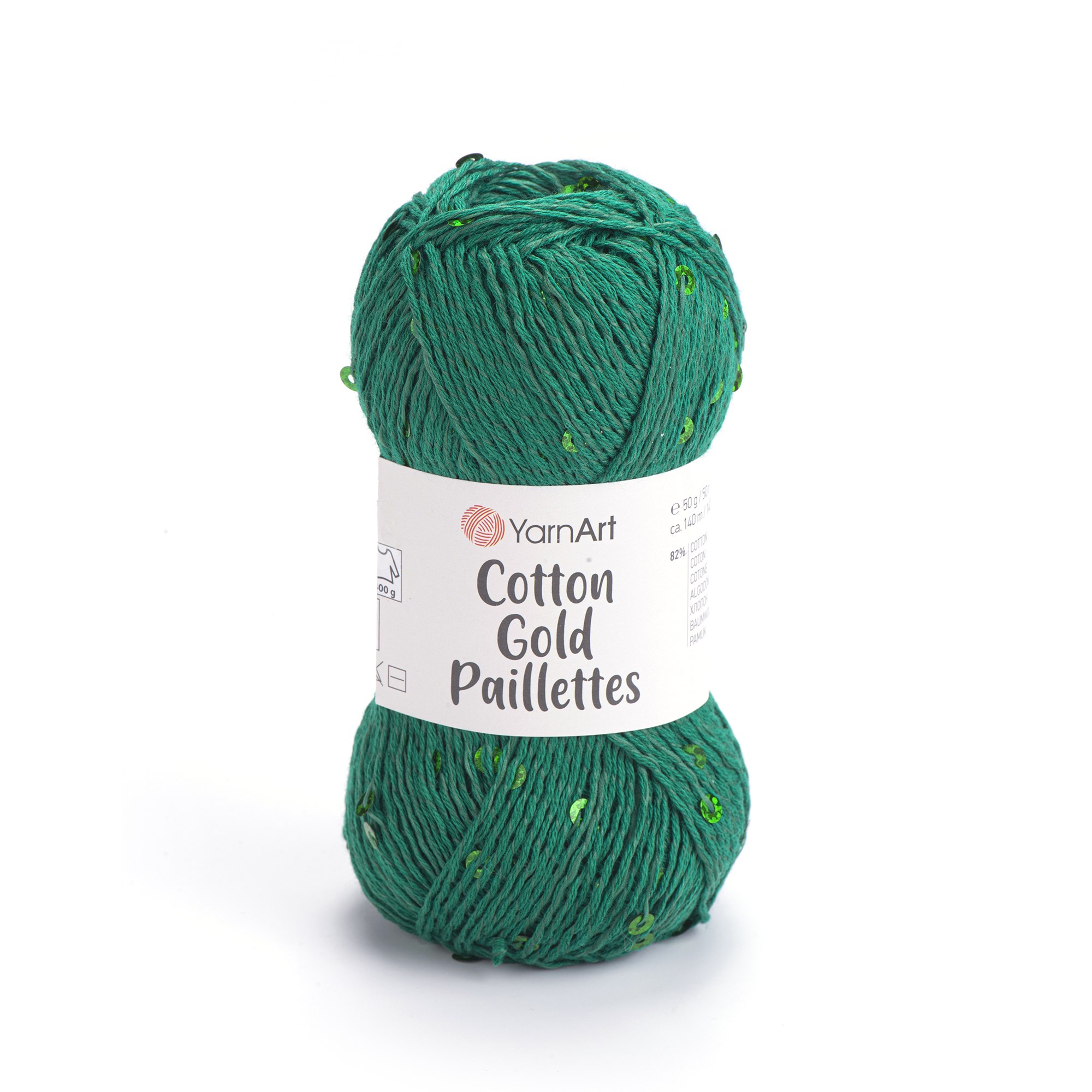 YarnArt Cotton Gold Paillettes El Örgü İpliği 50gr 7114 Benetton Yeşil - 1 ADET