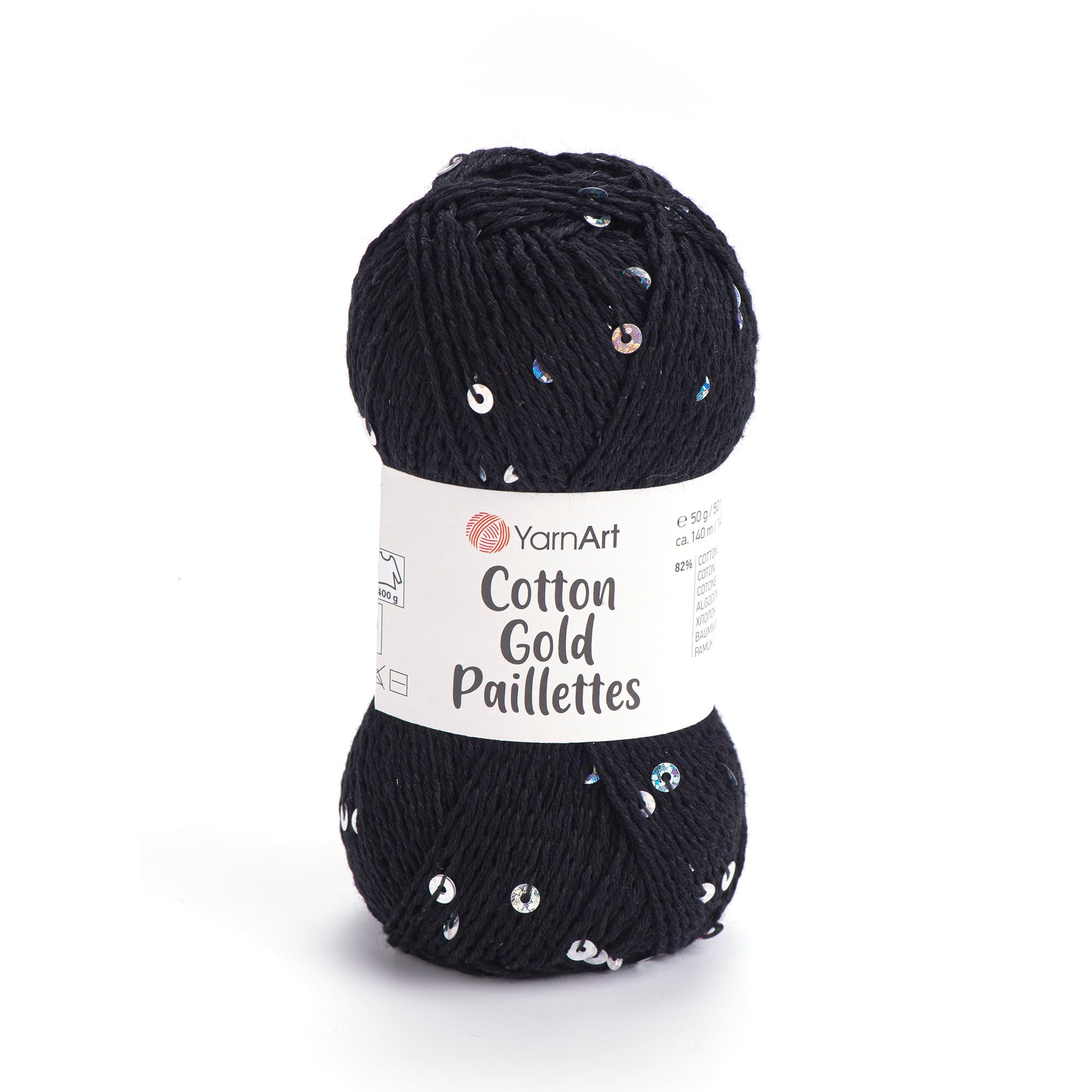 YarnArt Cotton Gold Paillettes El Örgü İpliği 50gr 7101 Siyah - 1 ADET
