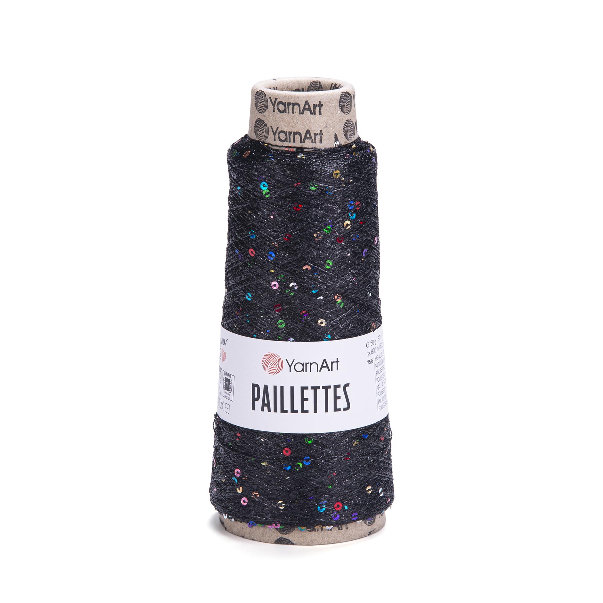YarnArt Paillettes El Örgü İpliği 50gr 800mt 8010 Siyah  - 1 ADET