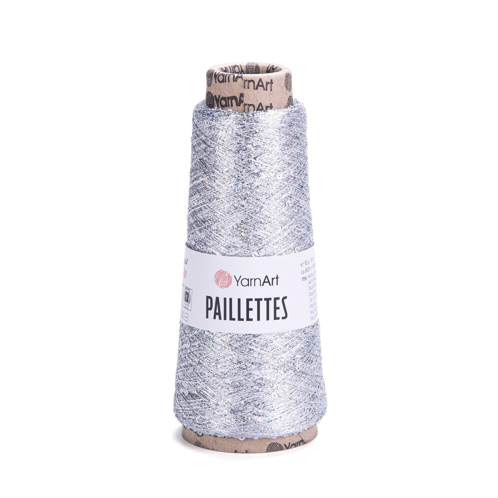 YarnArt Paillettes El Örgü İpliği 50gr 800mt 8001 Gümüş  - 1 ADET