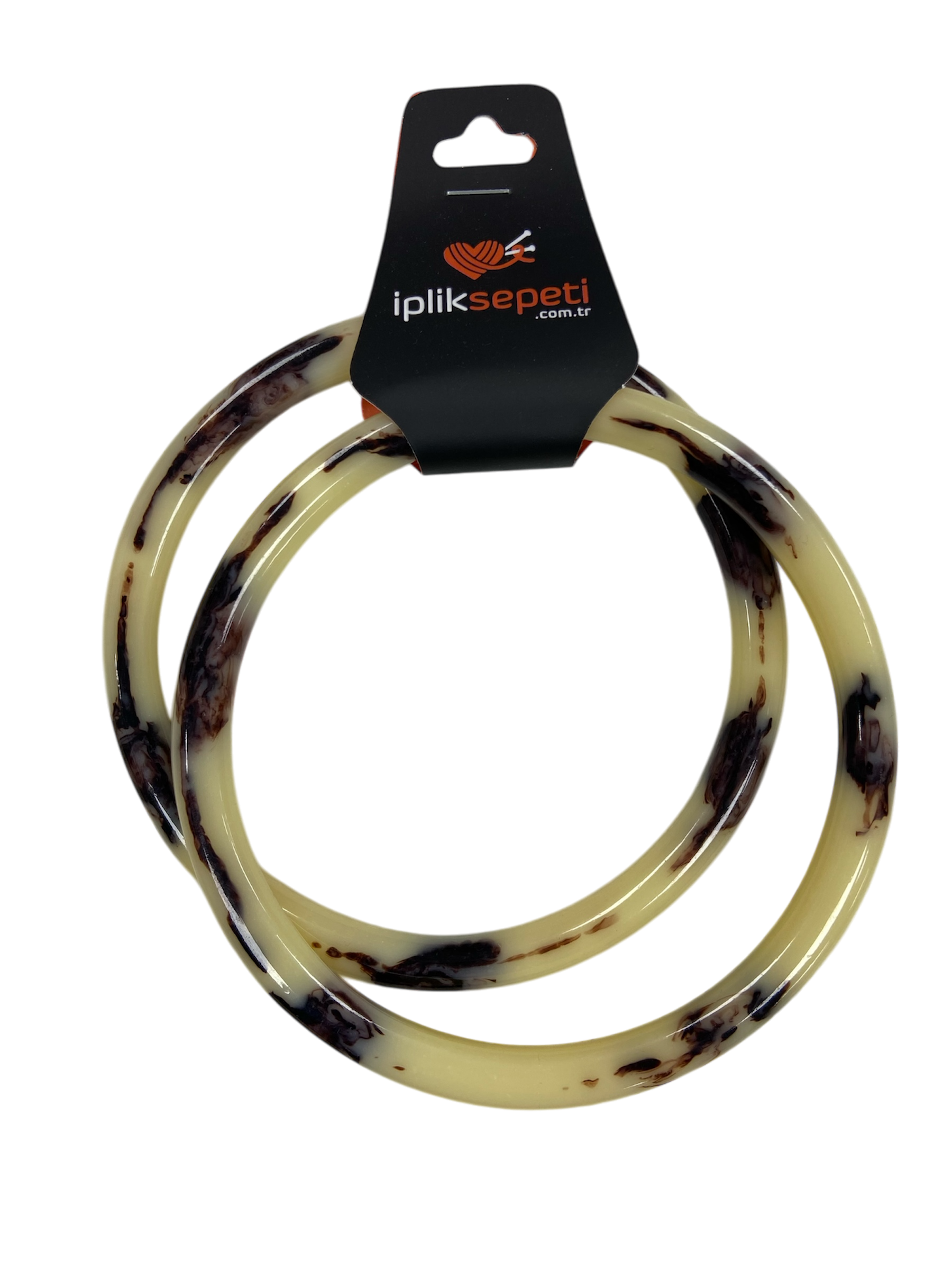 Yuvarlak Akrilik Ebruli Çanta Sapı 13cm Krem Bordo - 1 ADET