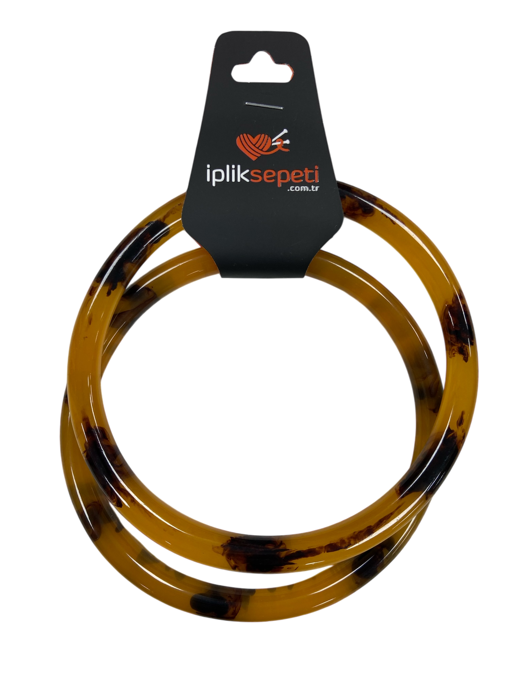 Yuvarlak Akrilik Ebruli Çanta Sapı 13cm Sarı Siyah - 1 ADET