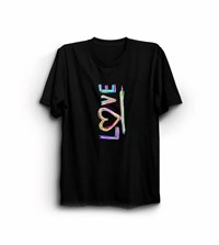 14 Şubat Sevgililer Günü Love Baskılı Oversize Bisiklet Yaka T-shirt - Siyah